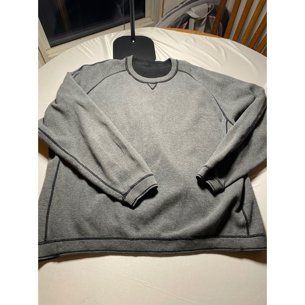 Tommy Bahama Reversible Sweatshirt Mens Gray Black Crew Neck Raglan Pullover